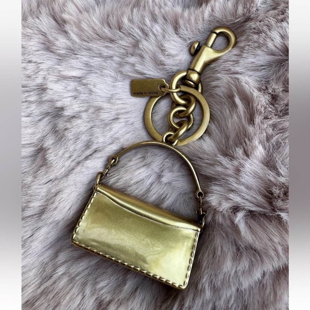 Coach Iconic Metal 3D Tabby Bag Charm Brass Keychain Key Fob - Picture 6 of 9